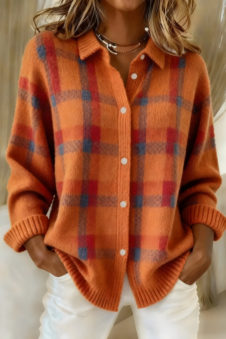 Tesa™ | Soft Check Knit Cardigan