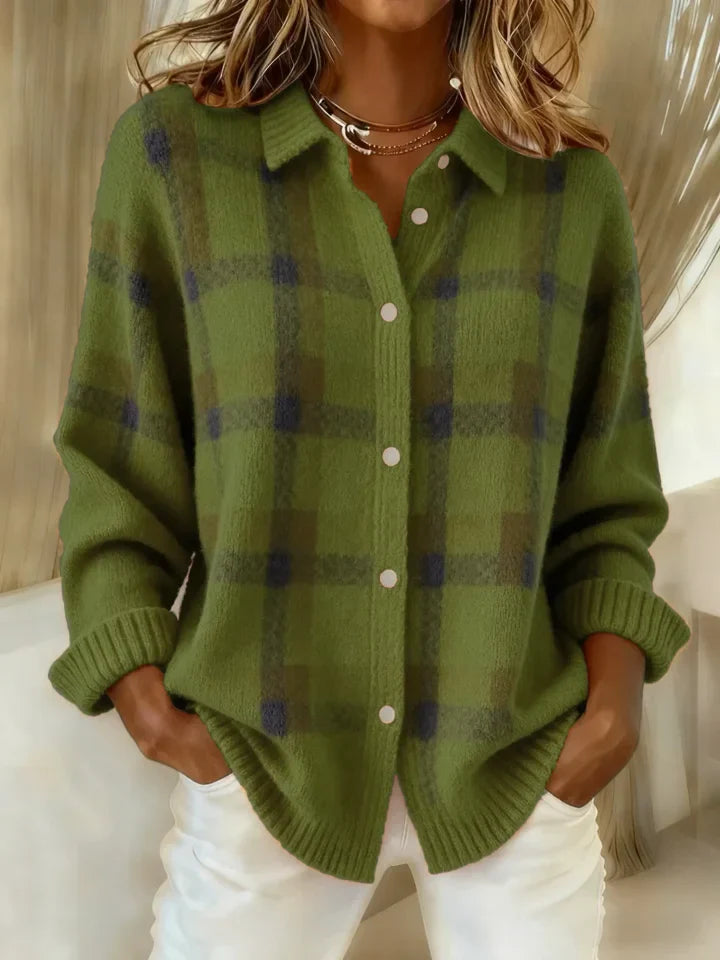 Hailey | Autumn Warm Check Wool-Blend Blouse
