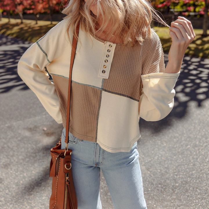 Almée™ | Round Neck Patchwork Sweater