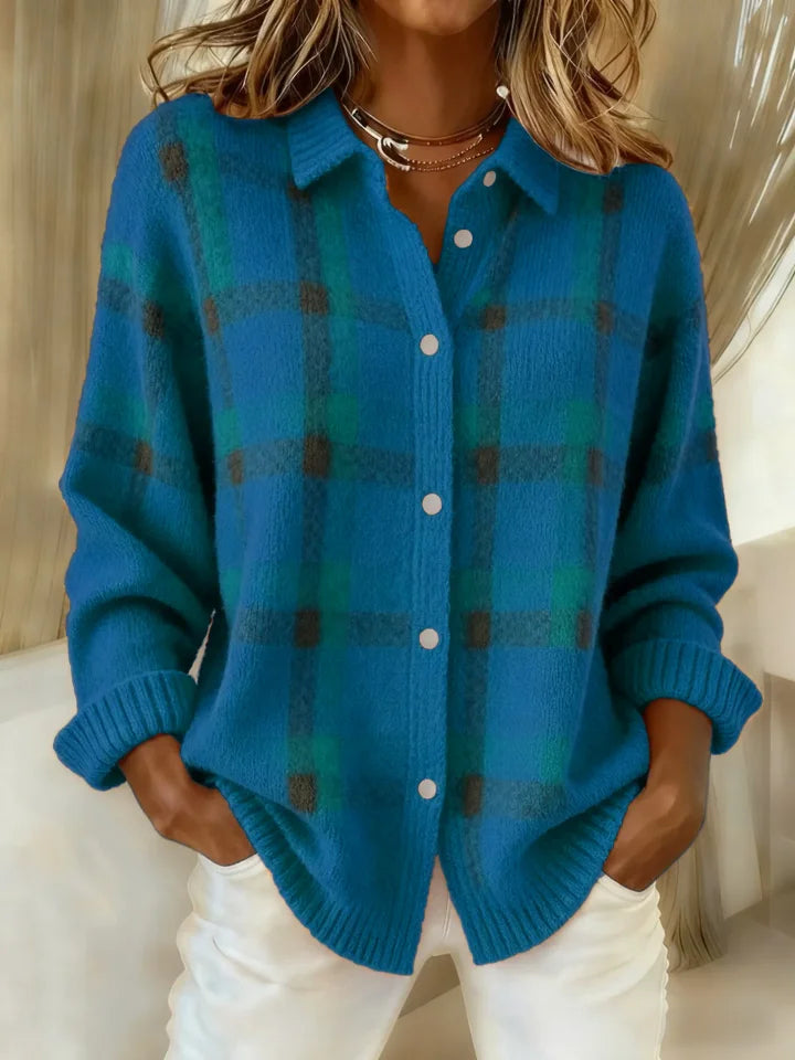 Hailey | Autumn Warm Check Wool-Blend Blouse