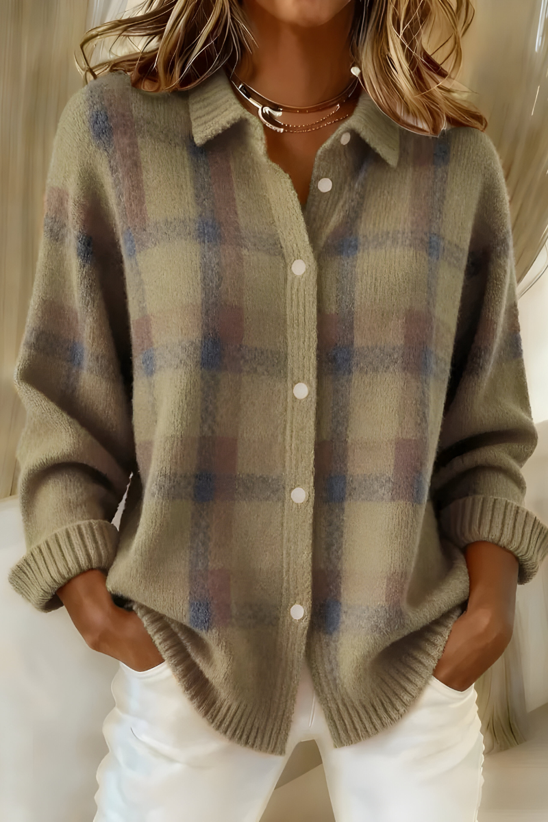Tesa™ | Soft Check Knit Cardigan