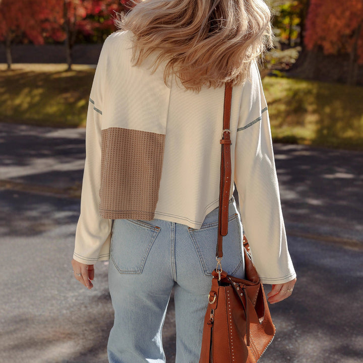 Almée™ | Round Neck Patchwork Sweater