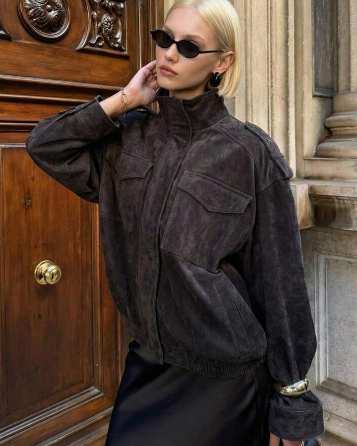 Isla | Suede Moto Oversized Jacket