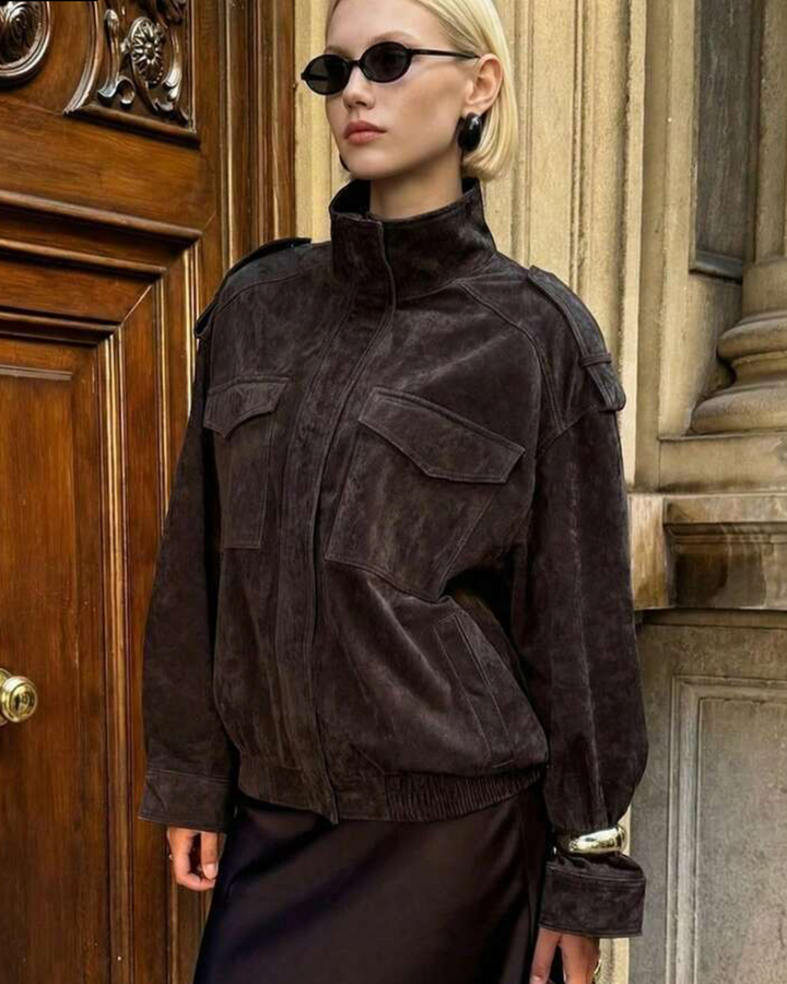 Isla | Suede Moto Oversized Jacket
