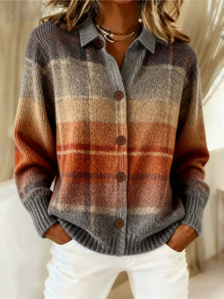 Hailey | Autumn Warm Check Wool-Blend Blouse
