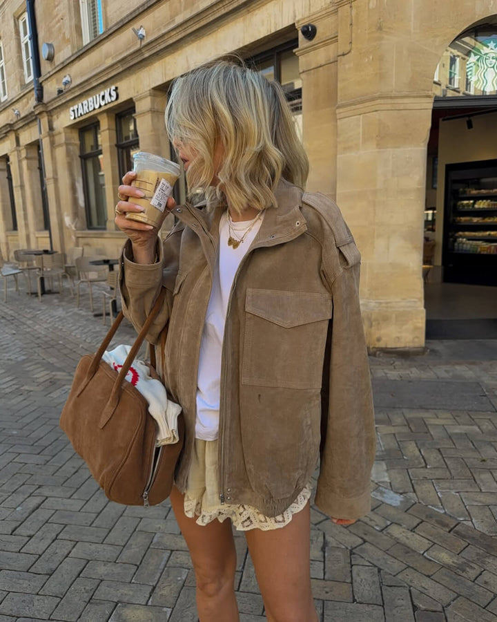 Isla | Suede Moto Oversized Jacket