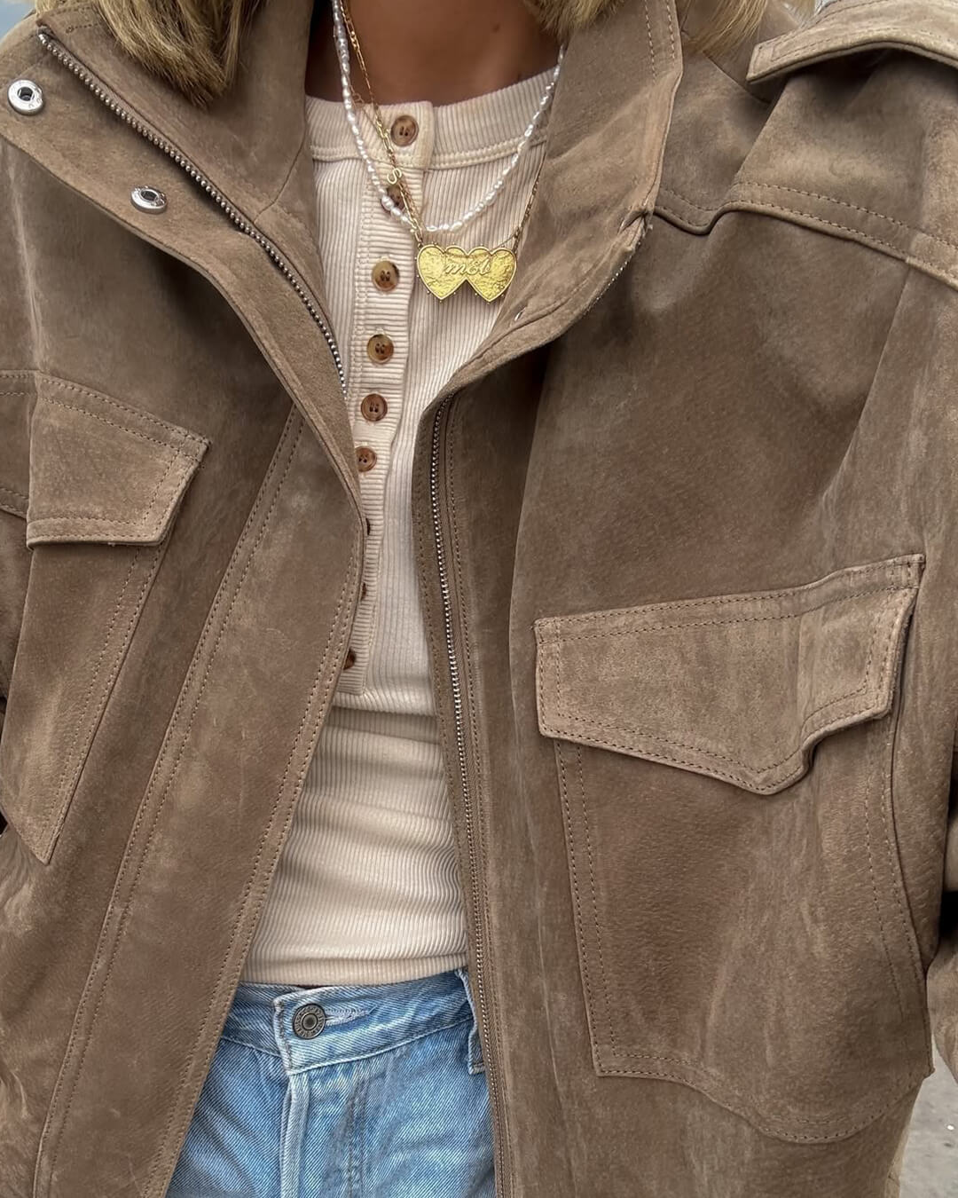 Isla | Suede Moto Oversized Jacket